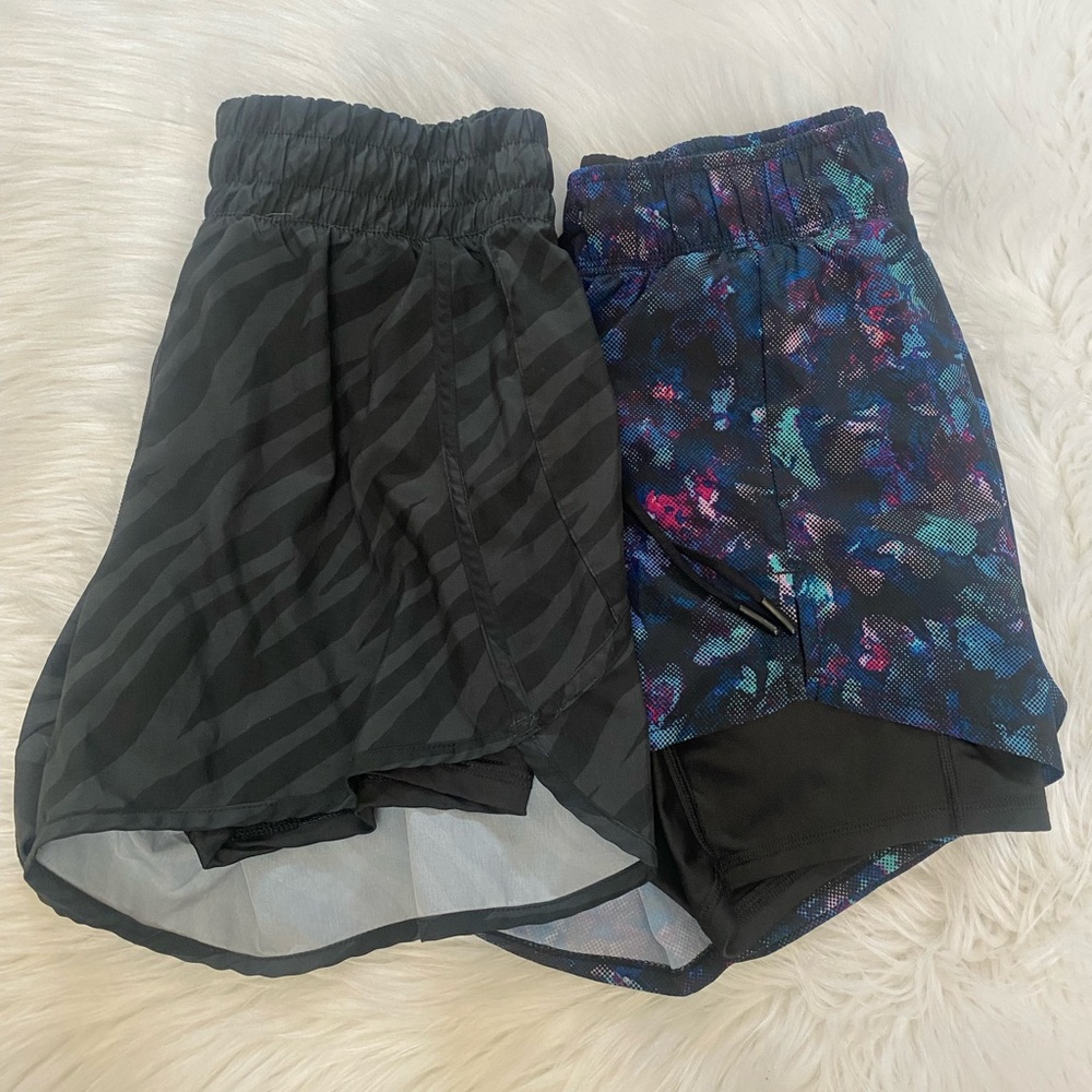TWO!! Avia Black Animal Print and Multicolor Athletic Shorts Sz S (4-6)